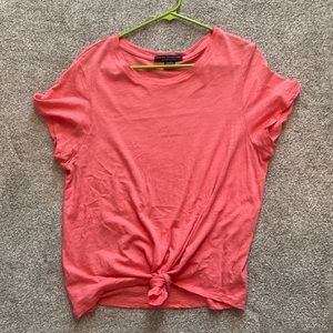 Pink/coral front tie tee